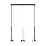 Tonic 3 Light Dimmable LED Glass Bar Pendant Light 4000K - Chrome & Black