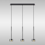 Tonic 3 Light Dimmable LED Glass Bar Pendant Light 4000K - Chrome & Black