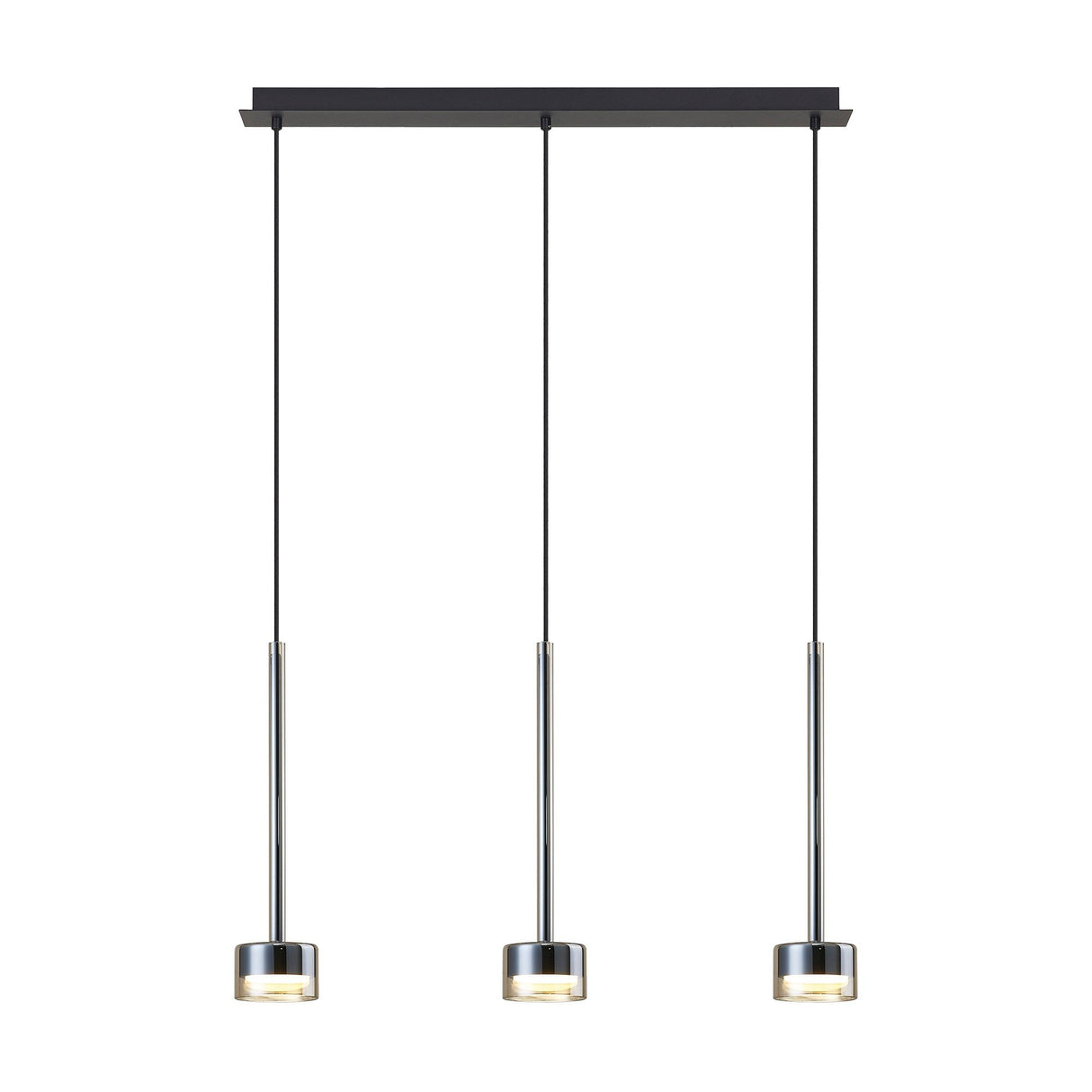Tonic 3 Light Dimmable LED Glass Bar Pendant Light 2700K - Bronze & Black