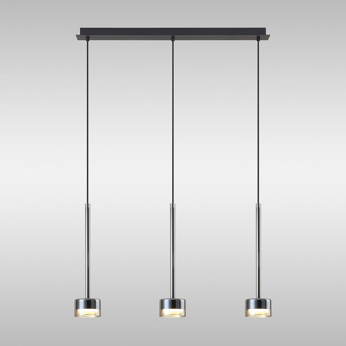 Tonic 3 Light Dimmable LED Glass Bar Pendant Light 2700K - Bronze & Black