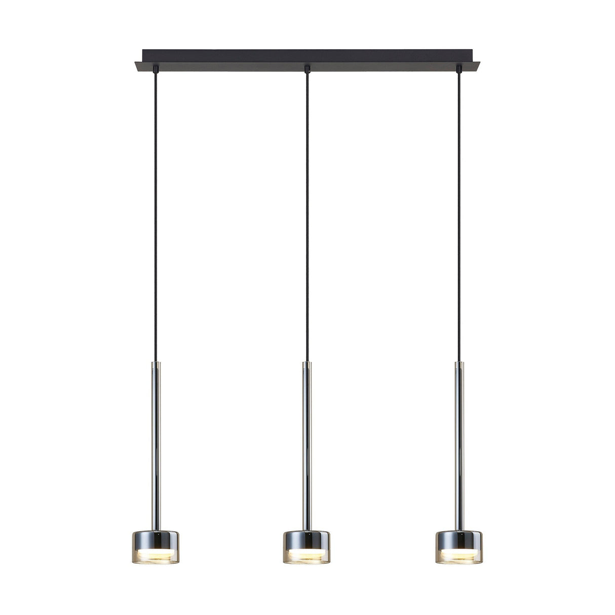 Tonic 3 Light Dimmable LED Glass Bar Pendant Light 3000K - Bronze & Black