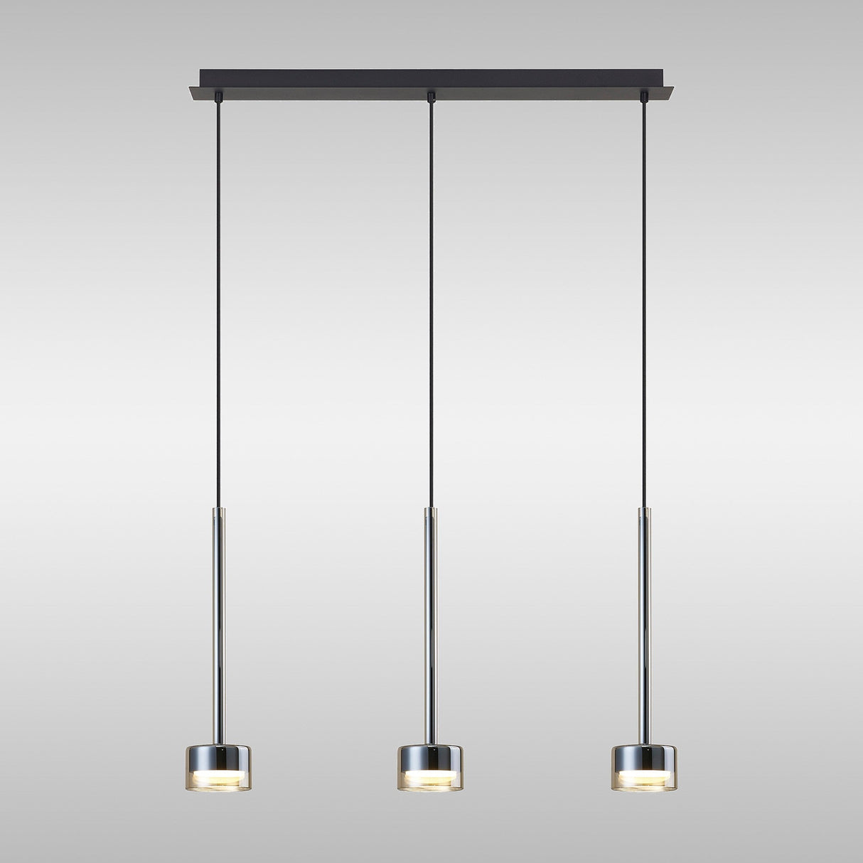 Tonic 3 Light Dimmable LED Glass Bar Pendant Light 3000K - Bronze & Black