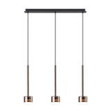 Tonic 3 Light Dimmable LED Glass Bar Pendant Light 2700K - Copper & Black