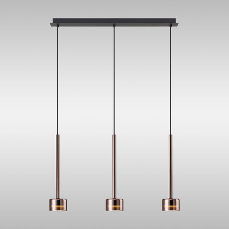 Tonic 3 Light Dimmable LED Glass Bar Pendant Light 2700K - Copper & Black