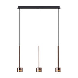Tonic 3 Light Dimmable LED Glass Bar Pendant Light 3000K - Copper & Black