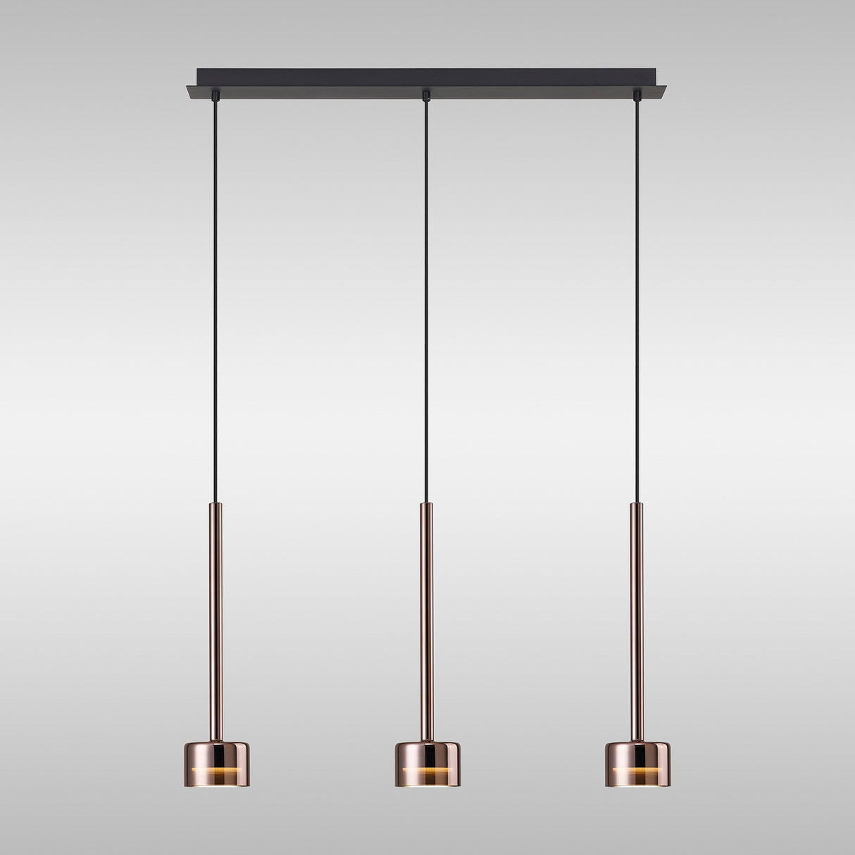 Tonic 3 Light Dimmable LED Glass Bar Pendant Light 3000K - Copper & Black