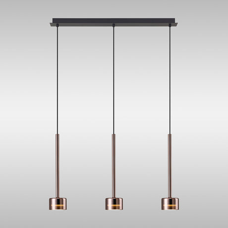 Tonic 3 Light Dimmable LED Glass Bar Pendant Light 3000K - Copper & Black