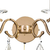 Torino 2 Light Crystal Wall Light With Switch -  Gold