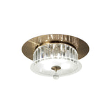 Tosca 4 Light Round Glass/Crystal Flush Ceiling Light – Antique Brass