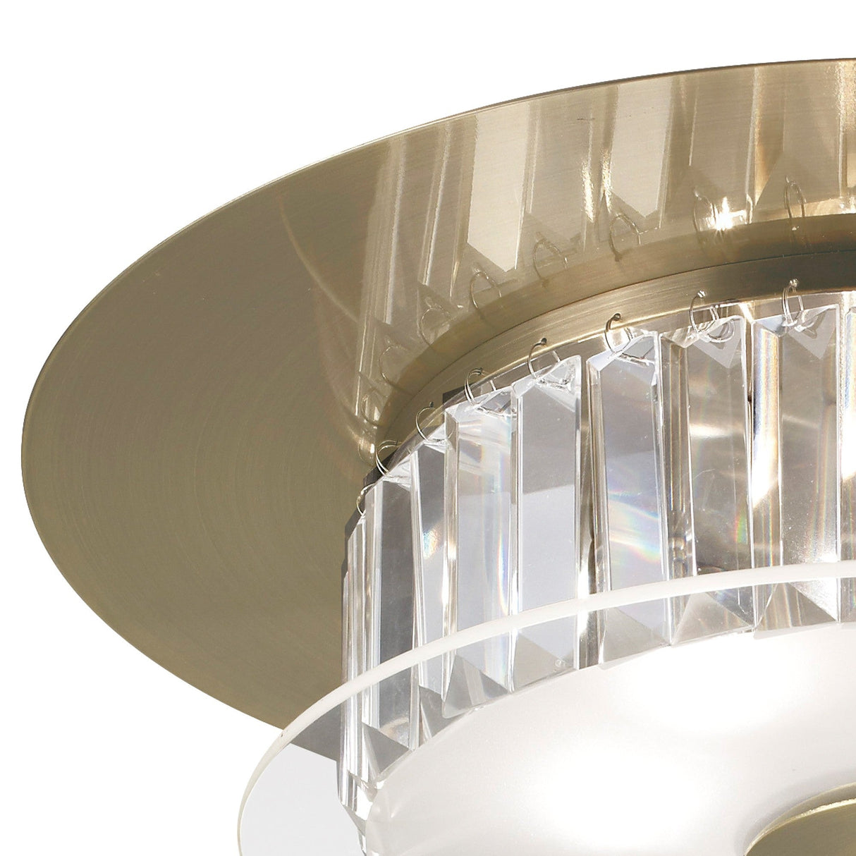 Tosca 6 Light Round Glass/Crystal Flush Ceiling Light – Antique Brass