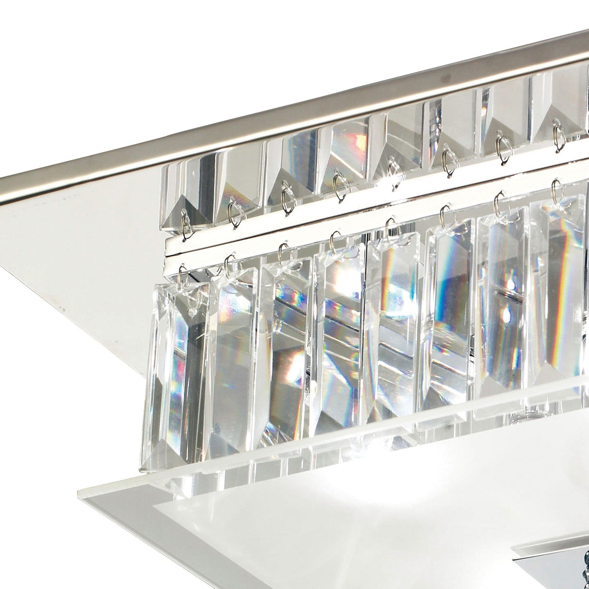 Tosca 4 Light Square Glass/Crystal Flush Ceiling Light – Chrome
