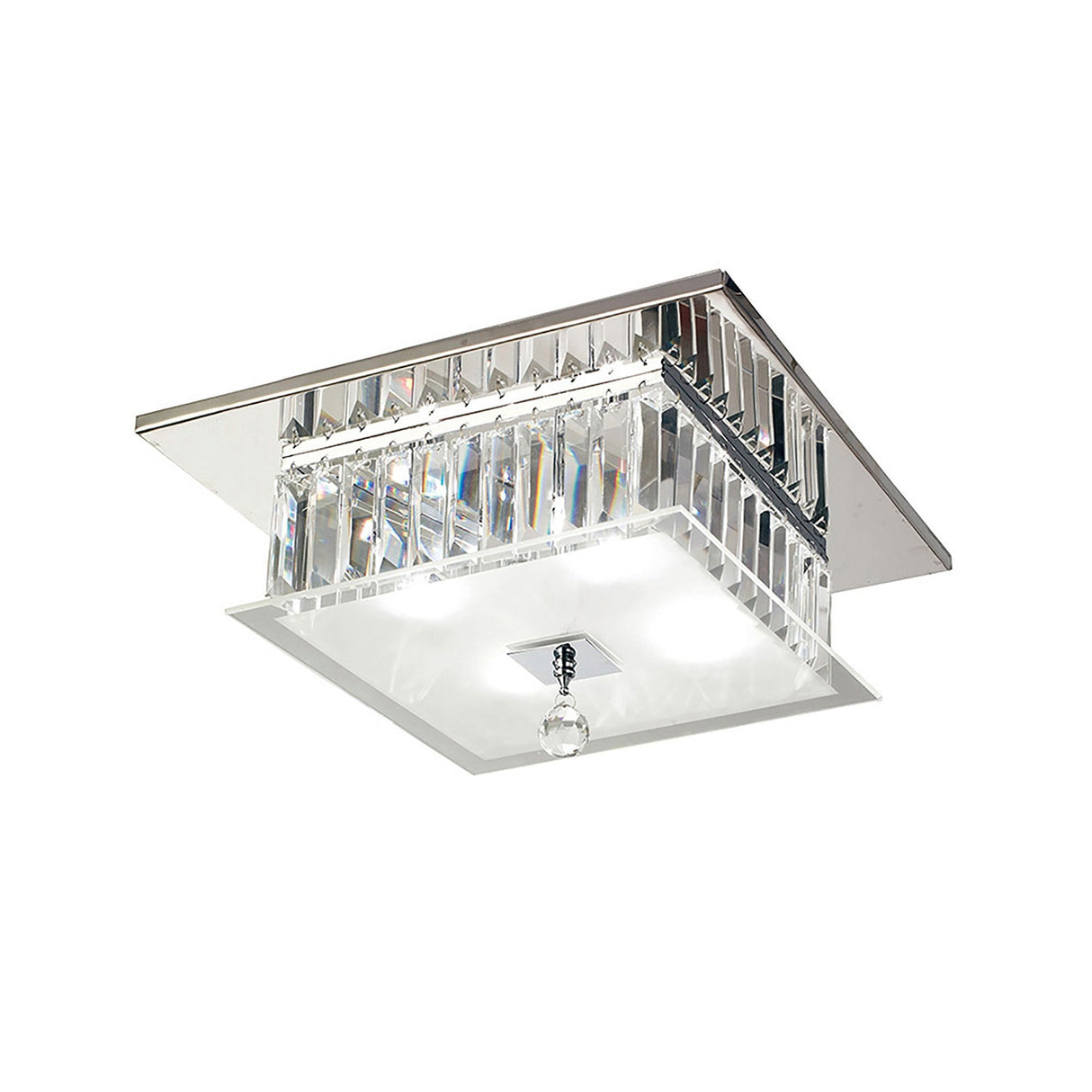 Tosca 4 Light Square Glass/Crystal Flush Ceiling Light – Chrome