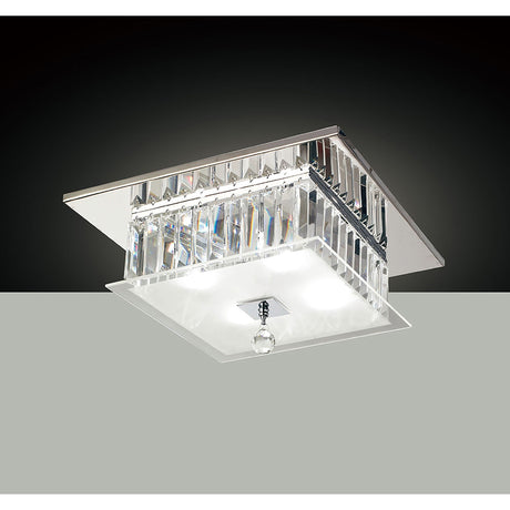 Tosca 4 Light Square Glass/Crystal Flush Ceiling Light – Chrome