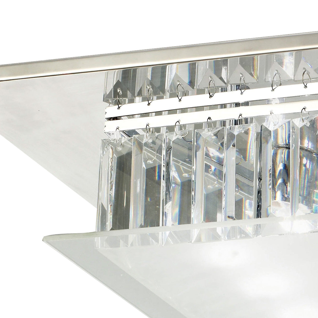 Tosca 6 Light Square Glass/Crystal Flush Ceiling Light – Chrome