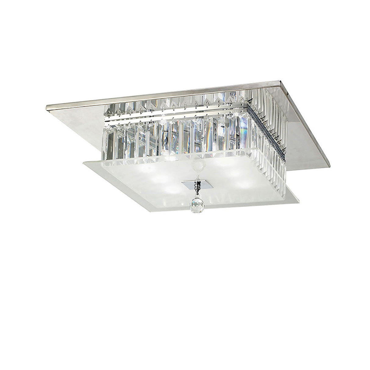 Tosca 6 Light Square Glass/Crystal Flush Ceiling Light – Chrome