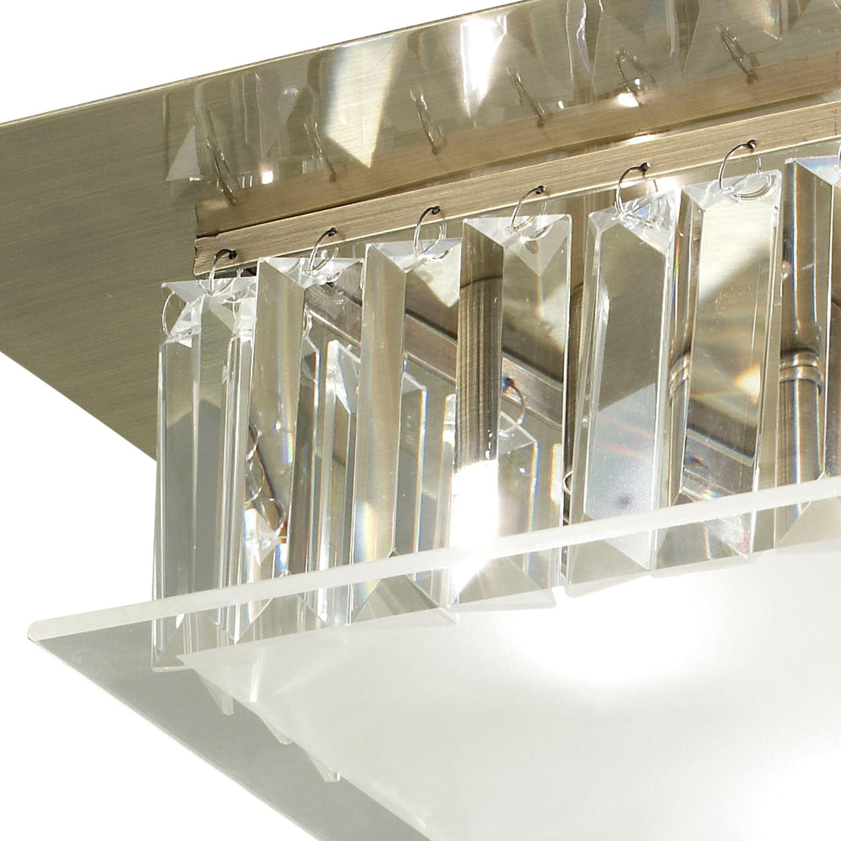 Tosca 4 Light Square Glass/Crystal Flush Ceiling Light – Antique Brass