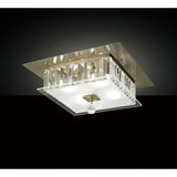 Tosca 4 Light Square Glass/Crystal Flush Ceiling Light – Antique Brass