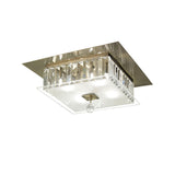 Tosca 4 Light Square Glass/Crystal Flush Ceiling Light – Antique Brass