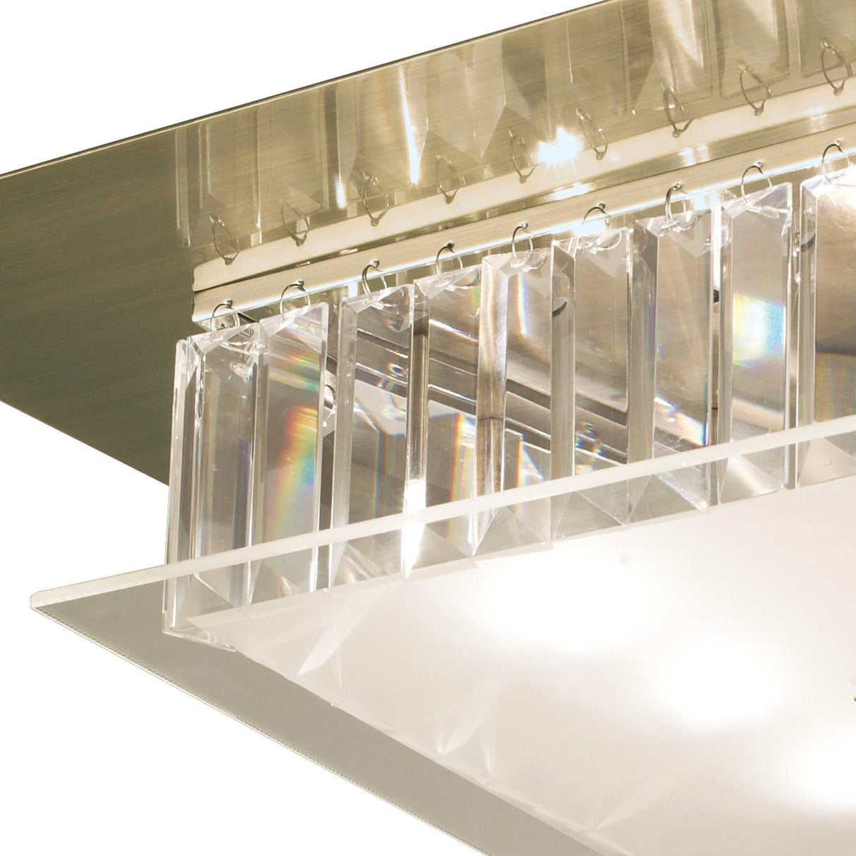 Tosca 6 Light Square Glass/Crystal Flush Ceiling Light – Antique Brass