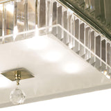 Tosca 6 Light Square Glass/Crystal Flush Ceiling Light – Antique Brass