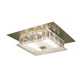 Tosca 6 Light Square Glass/Crystal Flush Ceiling Light – Antique Brass