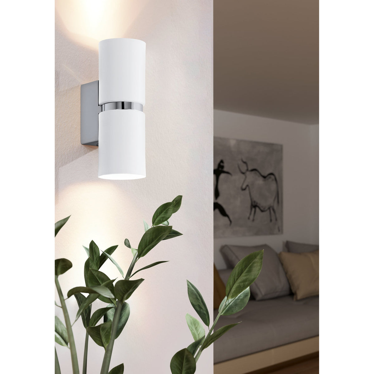 Tramena Wall Light 6cm - Chrome & White