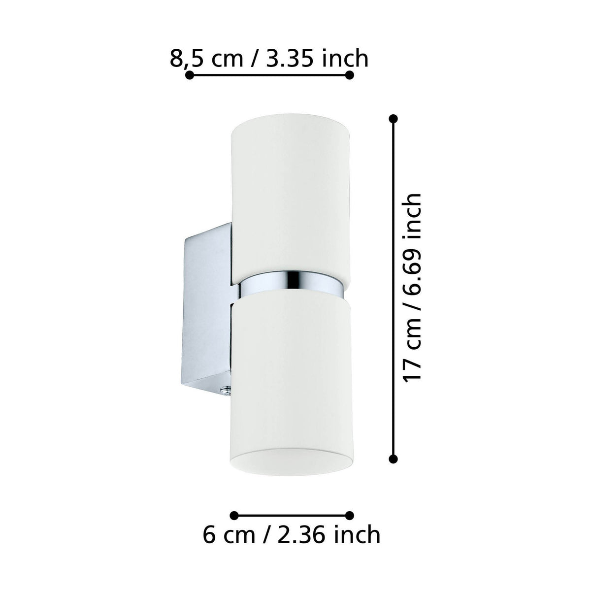 Tramena Wall Light 6cm - Chrome & White