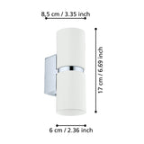 Tramena Wall Light 6cm - Chrome & White