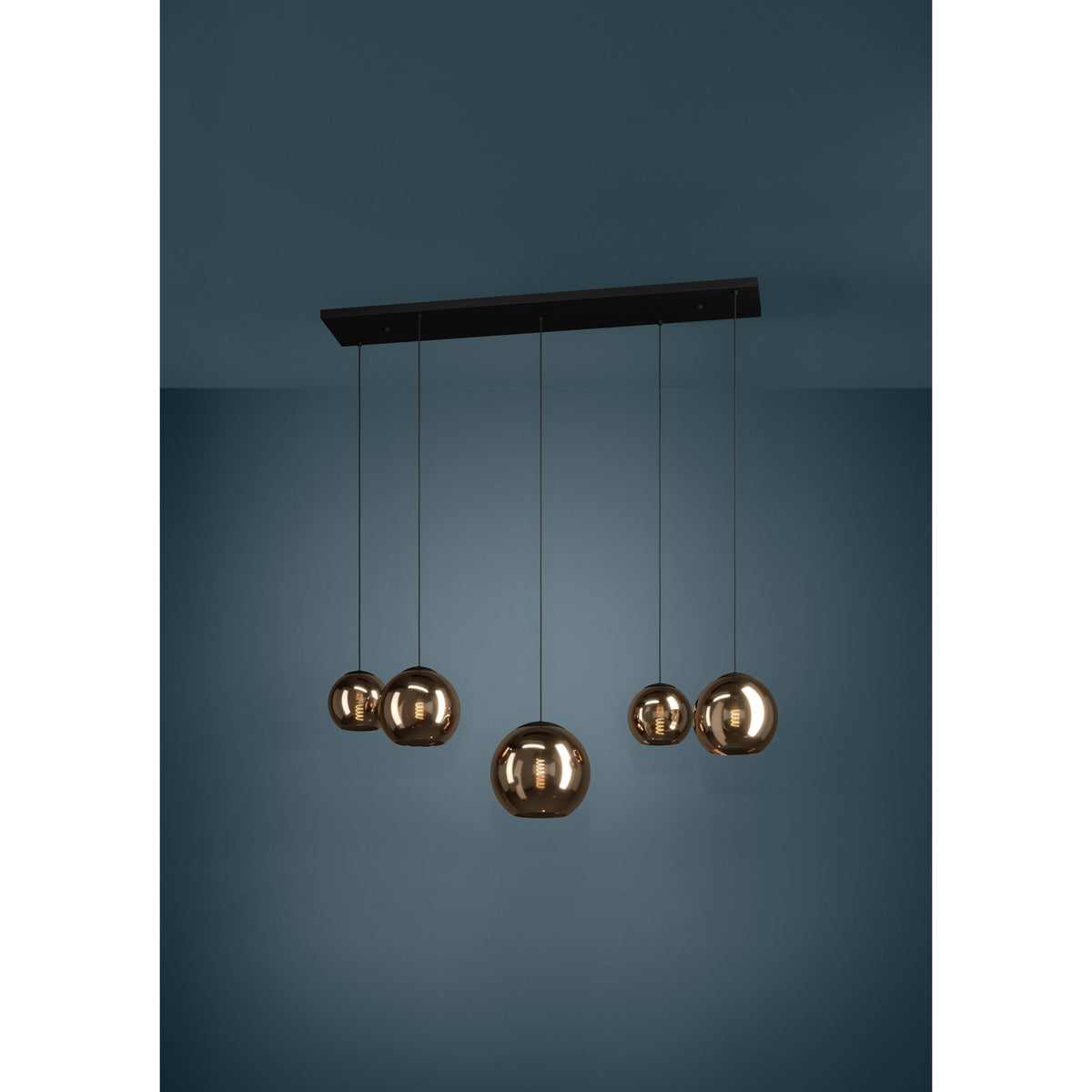 Trelbette Glass 5 Light Linear Pendant Light - Black