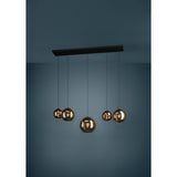 Trelbette Glass 5 Light Linear Pendant Light - Black