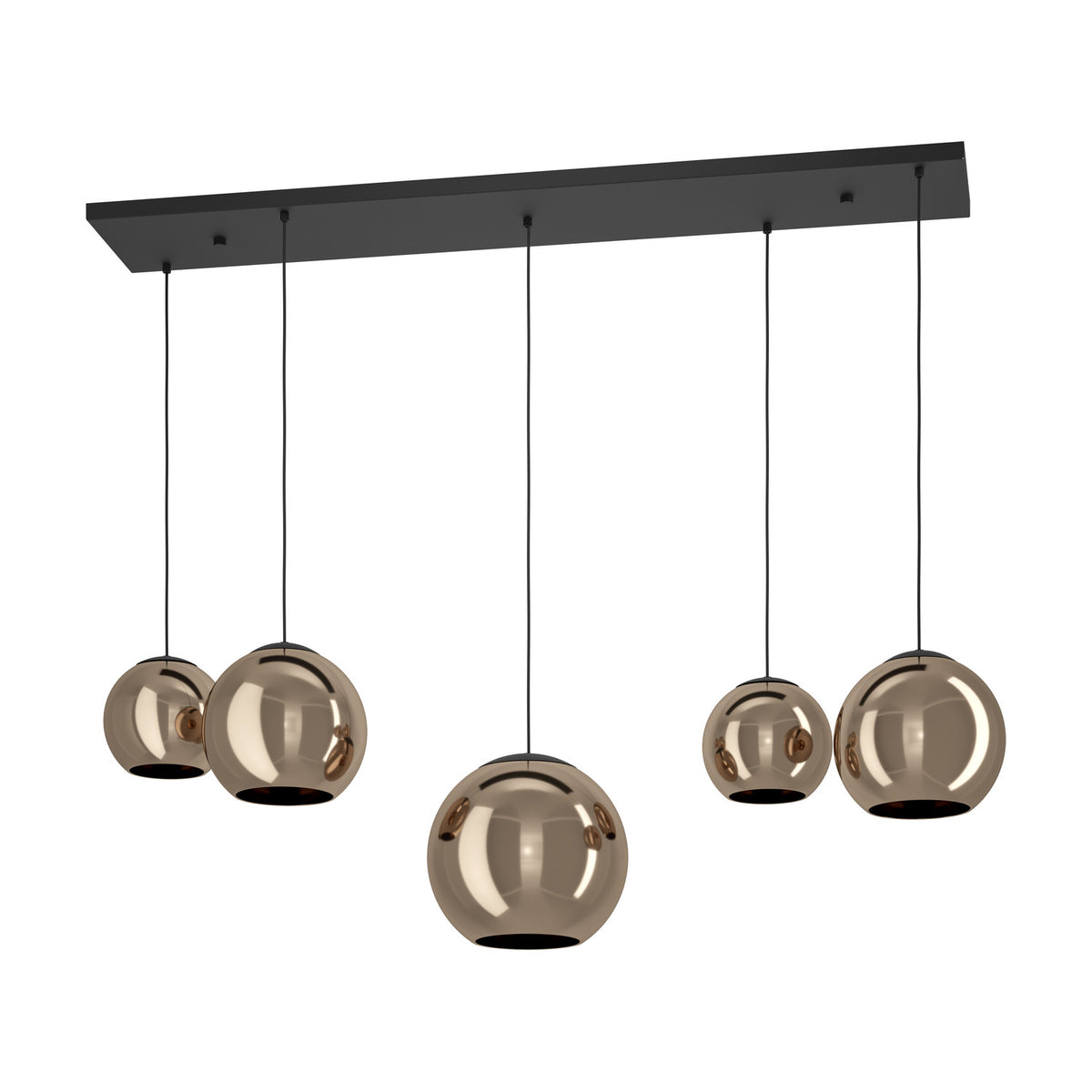 Trelbette Glass 5 Light Linear Pendant Light - Black
