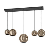 Trelbette Glass 5 Light Linear Pendant Light - Black