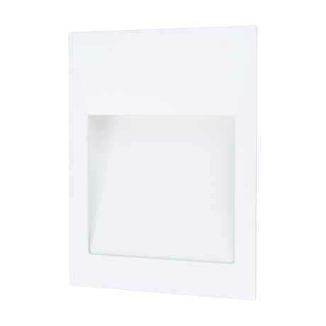Trewellard LED Downlight 12cm in white, a recessed wall fixture with a slim rectangular aluminium and steel plate and square inset opening, shown against a plain white background.