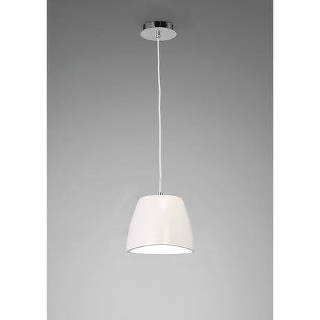 Triangle 22cm 1 Light Glass Pendant Light - White & Polished Chrome