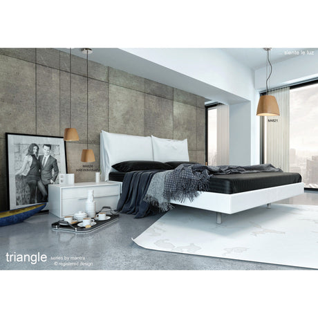 Triangle 22cm 1 Light Glass Pendant Light - Beech & Polished Chrome