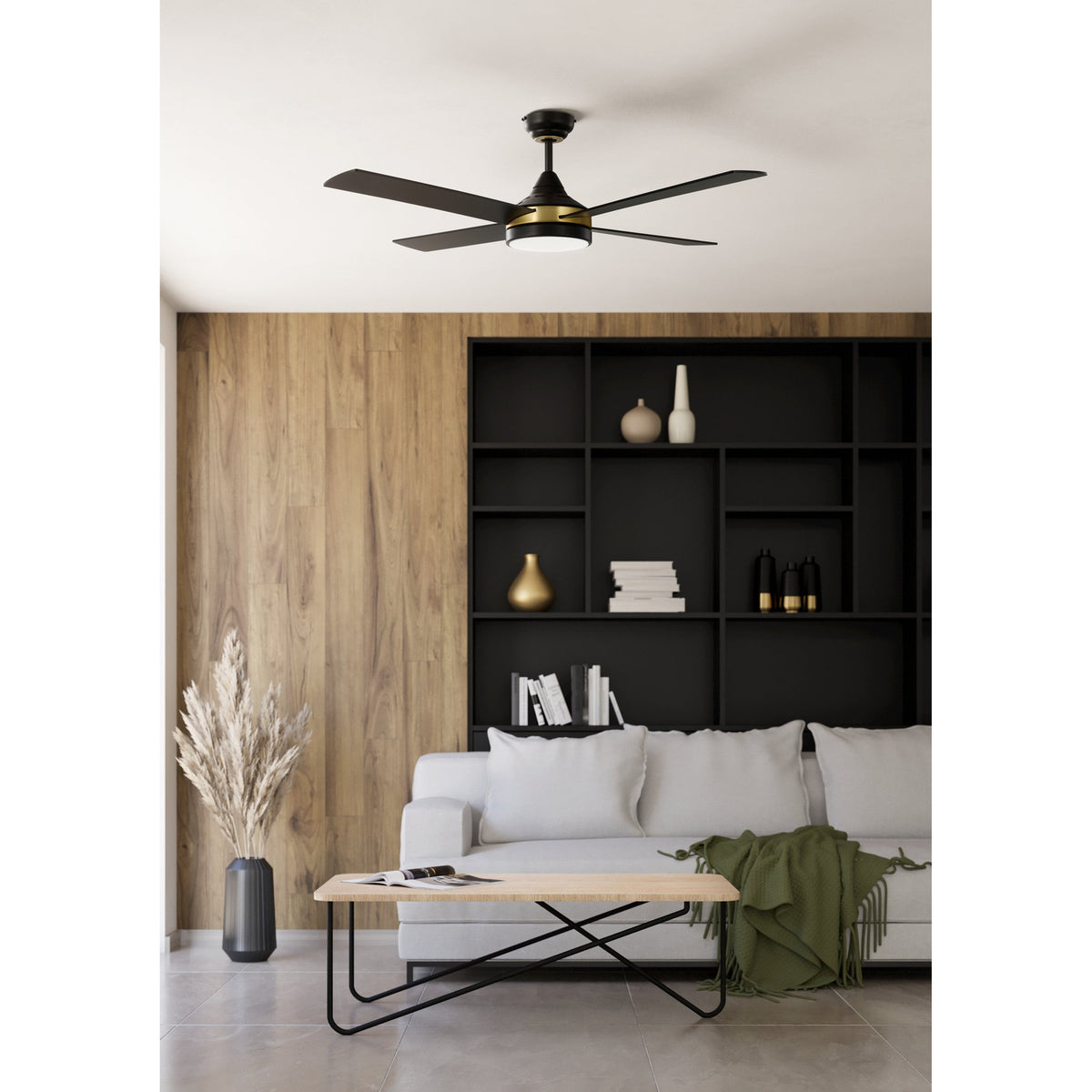 Trinidad Ceiling Fan with Light - Black & Brass
