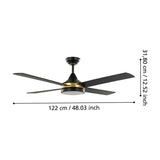 Trinidad Ceiling Fan with Light - Black & Brass