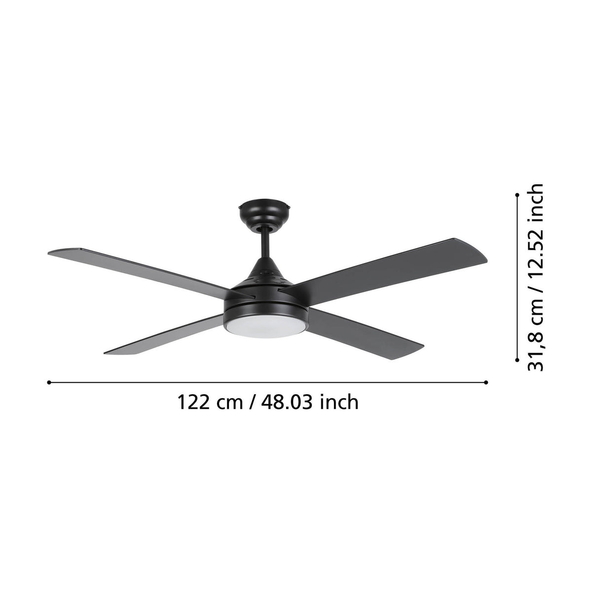 Trinidad Ceiling Fan with Light - Matt Black