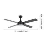 Trinidad Ceiling Fan with Light - Matt Black
