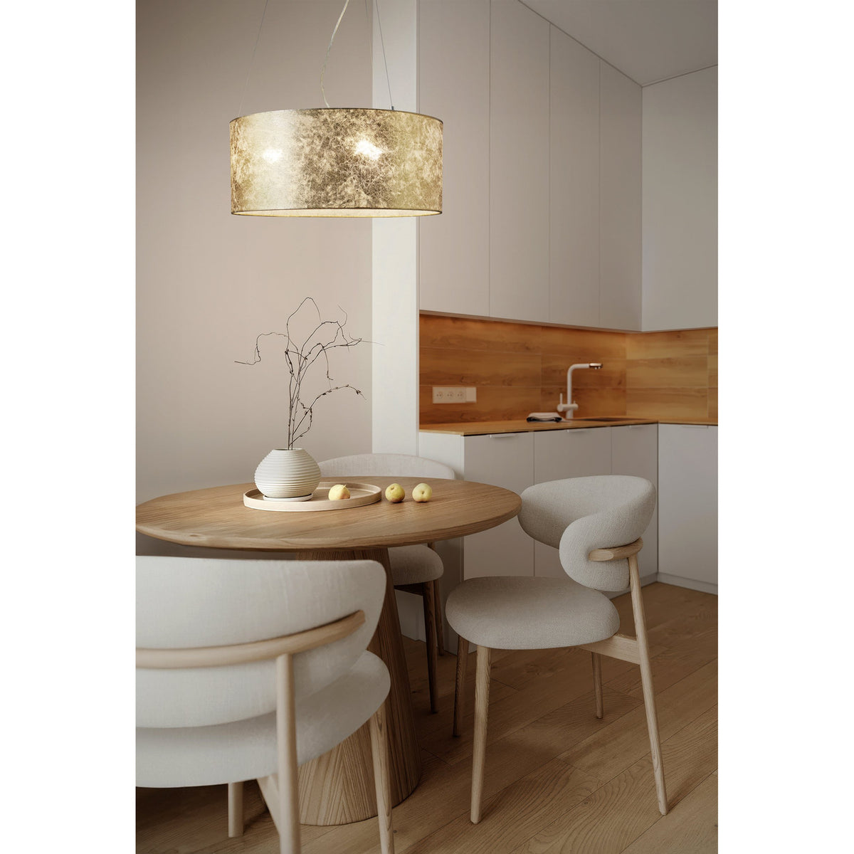 Trivenne Fabric 3 Light Pendant - Champagne