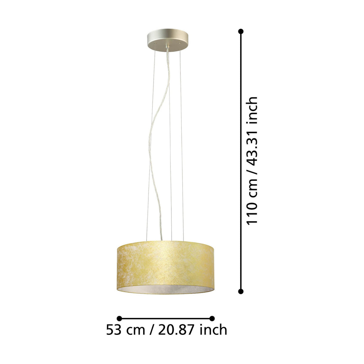 Trivenne Fabric 3 Light Pendant - Champagne
