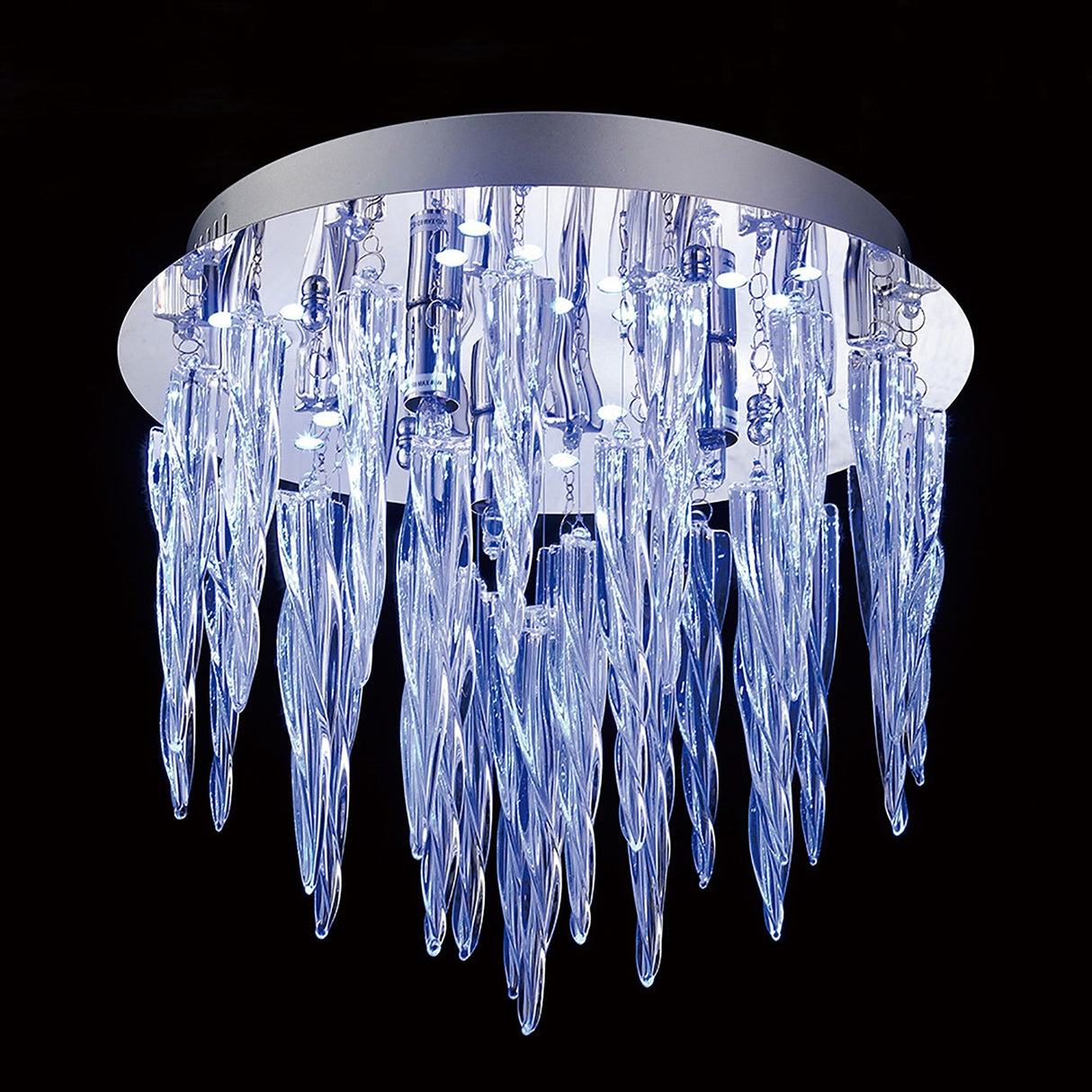 Tropez 3 Light Glass Flush Ceiling Light With RGB & Remote Control – Polished Chrome