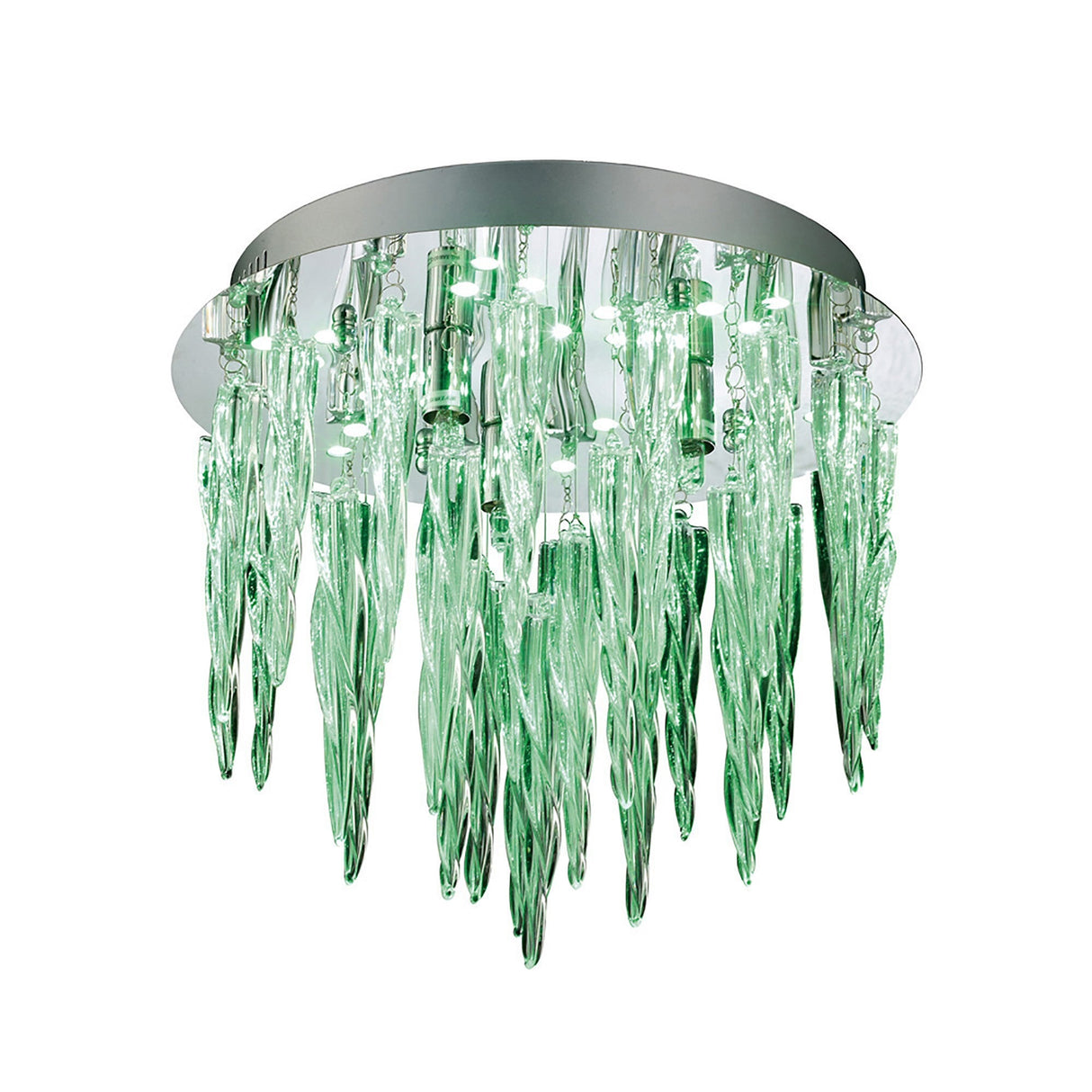 Tropez 3 Light Glass Flush Ceiling Light With RGB & Remote Control – Polished Chrome