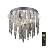 Tropez 3 Light Glass Flush Ceiling Light With RGB & Remote Control – Polished Chrome