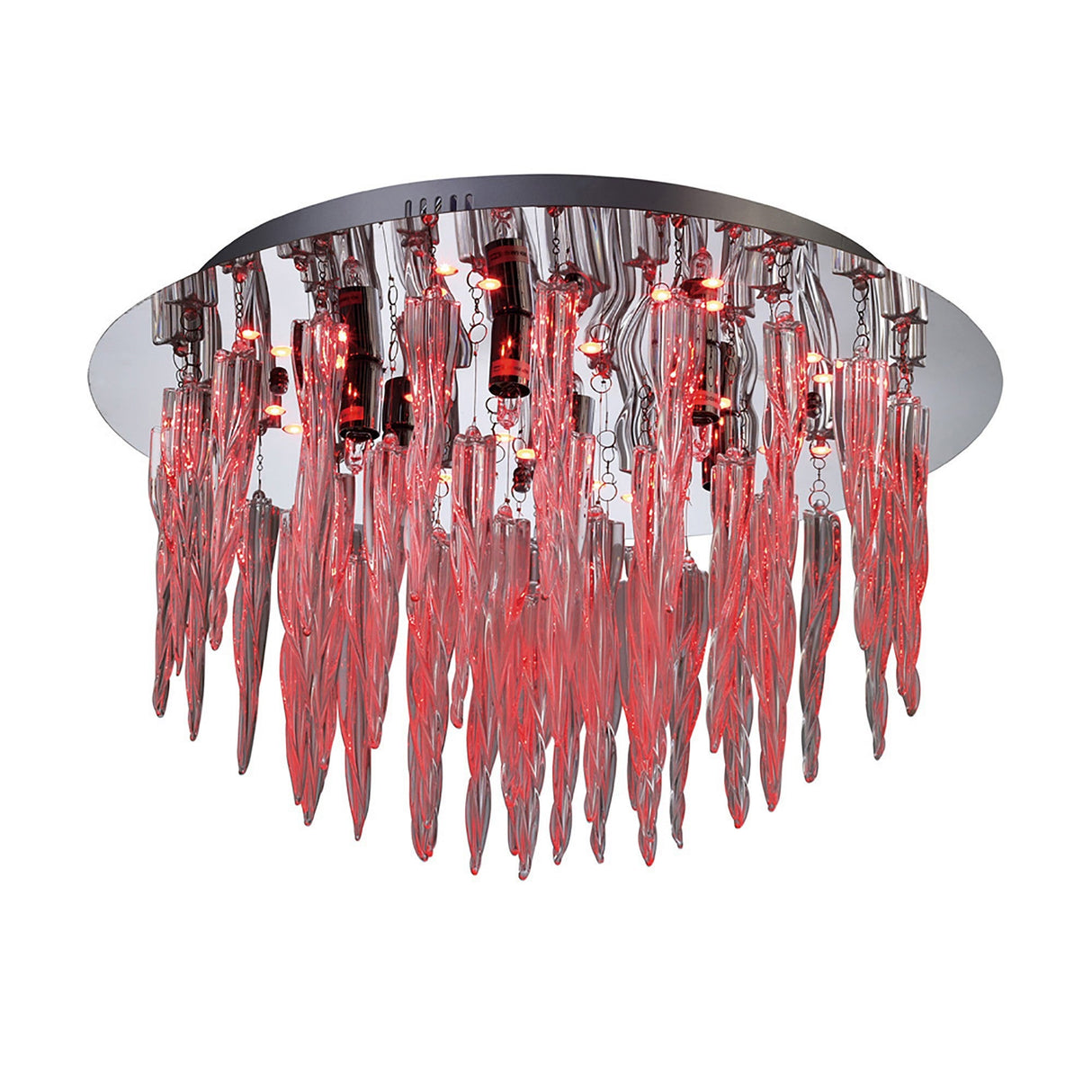 Tropez 6 Light Glass Flush Ceiling Light With RGB & Remote Control – Polished Chrome