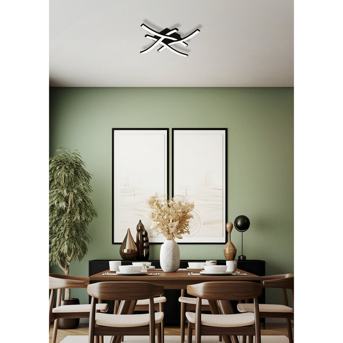 Trosmessa LED 4 Light Flush Ceiling Light 20W - Black