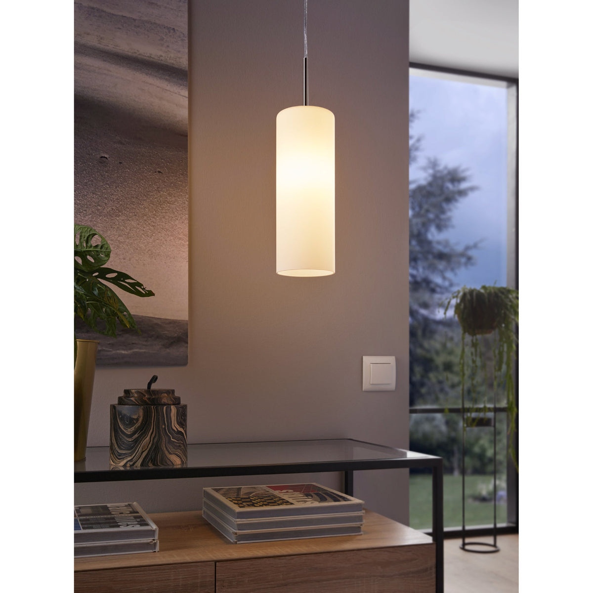 Troy 3 Glass Pendant Light - Satin Nickel