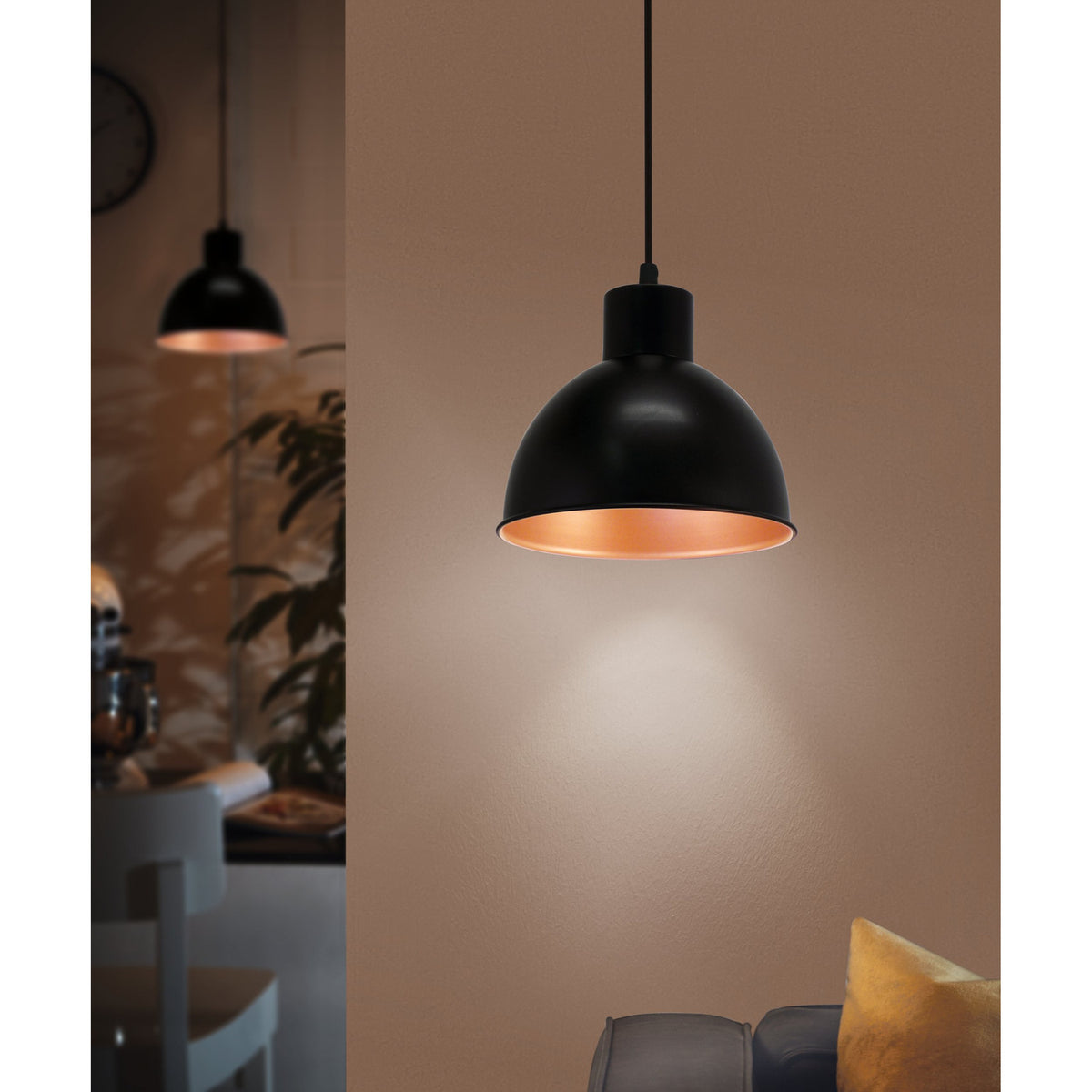 Truro 1 Pendant Light - Black & Copper