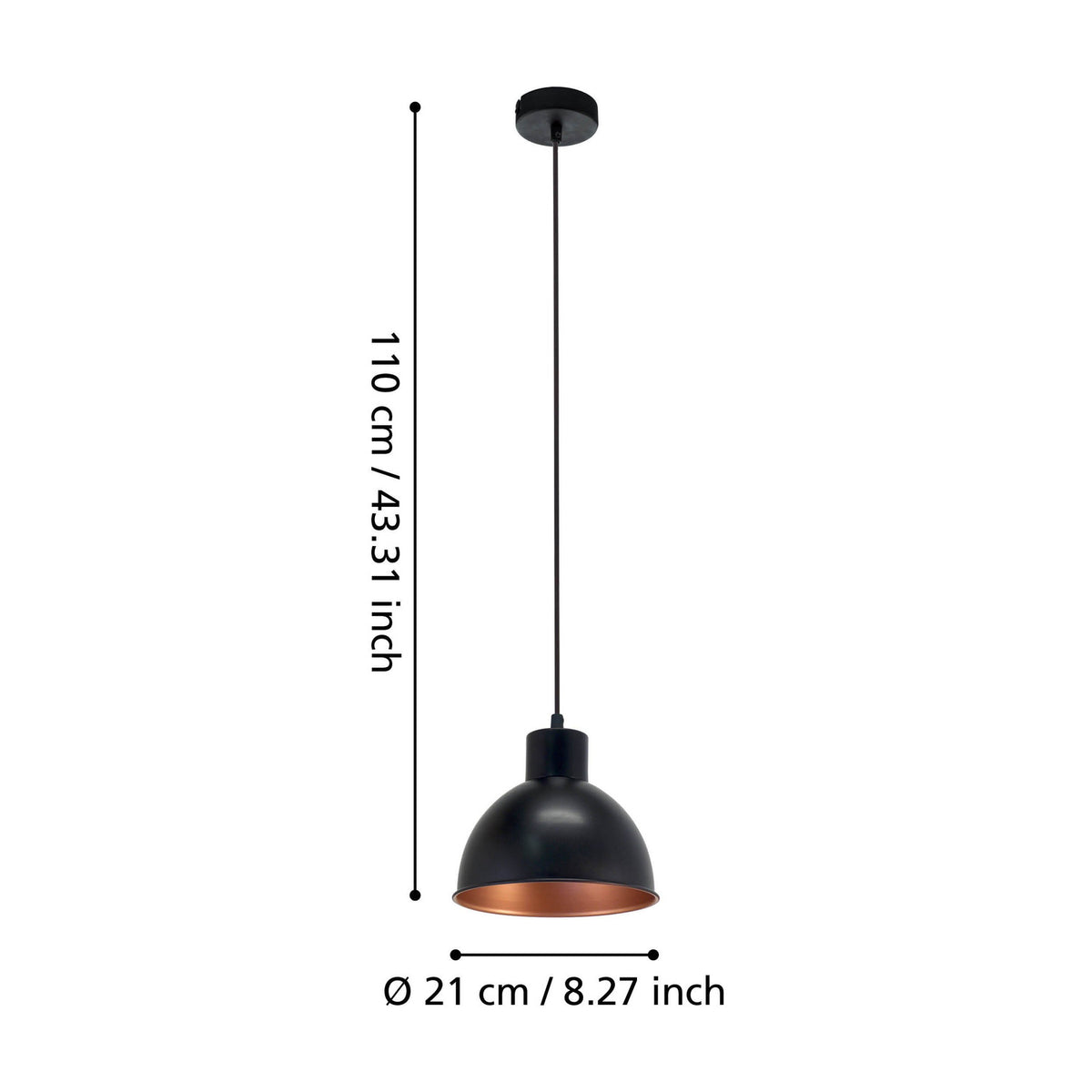 Truro 1 Pendant Light - Black & Copper