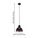 Truro 1 Pendant Light - Black & Copper